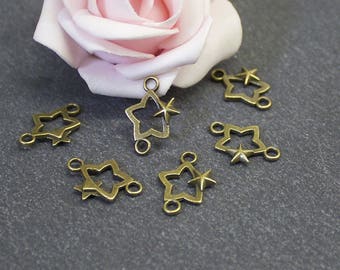 x 10 small connectors star 18.5x12.5 COB06 mm bronze metal