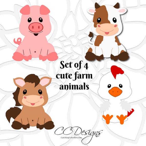 SVG Cut Files Barn Farm Animal SVG Set Cow SVG Baby Horse