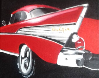 Painting Chevrolet Bel Air / Car art / Wall art