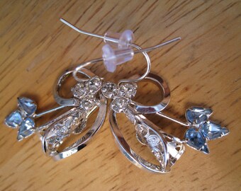 vintage sterling silver and crystal earrings