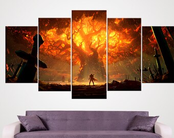 World of Warcraft Battle for Azeroth Video game lovers Warcraft Poster Boys Wall Decor Framed Print Gift For Him 5 Piece Canvas Game Print