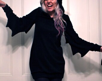 Black Knit Bat Dress MADE TO ORDER