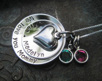 Stamped Jewelry - Family Necklace - Mothers Necklace - Mommy Necklace - Grandmas Necklace - Personalized Necklace