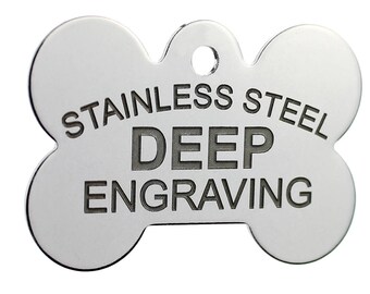 Stainless Steel Custom DEEP Engraved Pet ID Tags Personalized Front and Back Dog Tags for Dogs and Cats