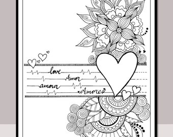 Printable Valentines Day Coloring Book 8 Digital Love Amor Printable Valentines Day Coloring Book 8 Digital Love Amor
