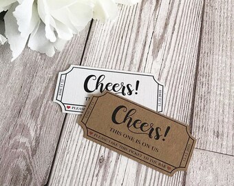 10x Drinks Tokens - Drinks Vouchers - Wedding Drinks - Bar Tokens