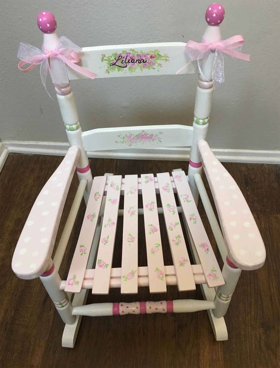 pink flower cottage rocker girls rocking chair hand painted