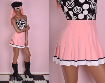 90s Pink Pleated Skirt/ US 4/ 1990s