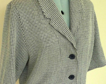 Vintage Classic Short Jacket Cropped Black White Check
