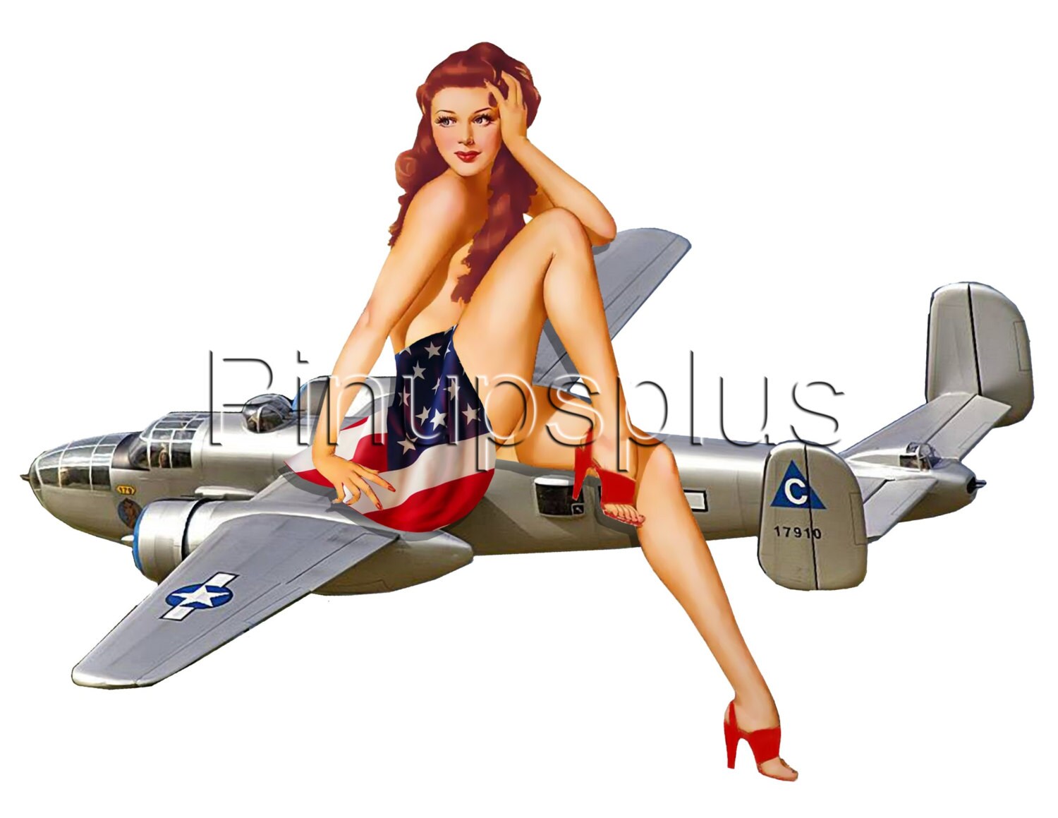 Pinup Girl Decal Nose Art Wwii B25 Bomber Waterslide Decal 