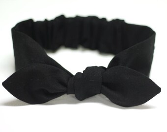 Black Knot headband, Womens Headband, Adult Headband, Headband for Women, Girl Headband, Bow Headband, Girl, Women, Headband, "Noir""