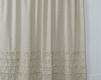 Ticking Stripe Ruffle Shower Curtain Brown 72x72 Or Extra Long 72x84