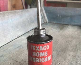 Texaco Home Lubricant Oil Can | Texaco Oil Tin | Red Vintage Texaco Oil Can with Screw off Spout