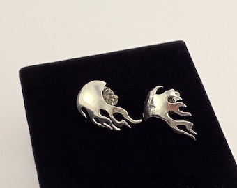 Sterling Silver Flame Cuff Earring (studs)