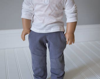 Custom made moto pant and raglan top for 18in boy dolls such