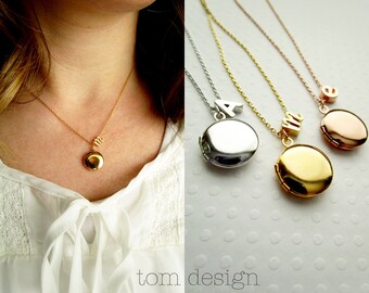 Personalized Locket Necklace - Initial and Locket Personalized Necklace, Personalized Bridesmaid Gift, Gift for Her, Locket Necklace, Gift
