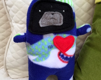Guppy ~ The Black Pug-Jama Party Bummlie ~ Stuffing Free Dog Toy - Ready To Ship Today