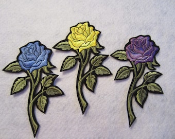 Embroidered Rose Iron On Patch, Rose Applique, Rose Patch, Iron On Rose Patch, Roses, Appliques, Rose Applique
