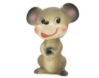 Vintage 60s Rubber Squeaky Toy Mouse Ninohira Japan