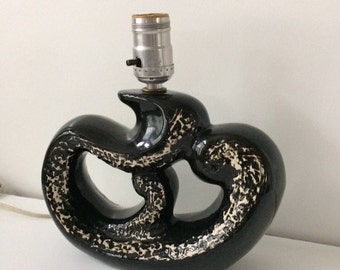 Mid Century Modern black and white ceramic lamp