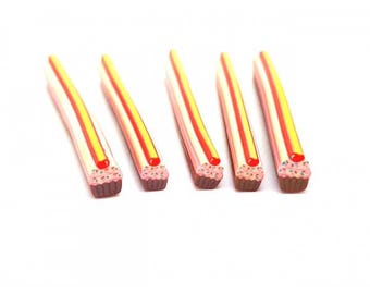 5 canes Cupcake sprinkles polymer 5cm