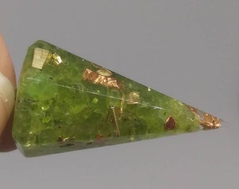 Peridot Orgone Pendulum Reiki Charged Charm Necklace