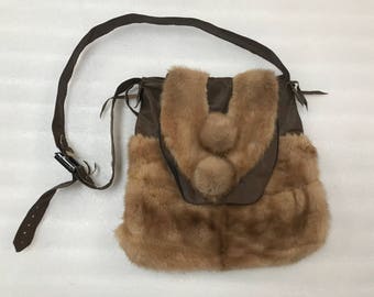 Hand made mink fur shoulder bag