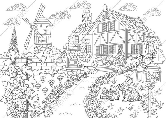 Rural Farm house Coloring Pages Coloring book pages for Kids