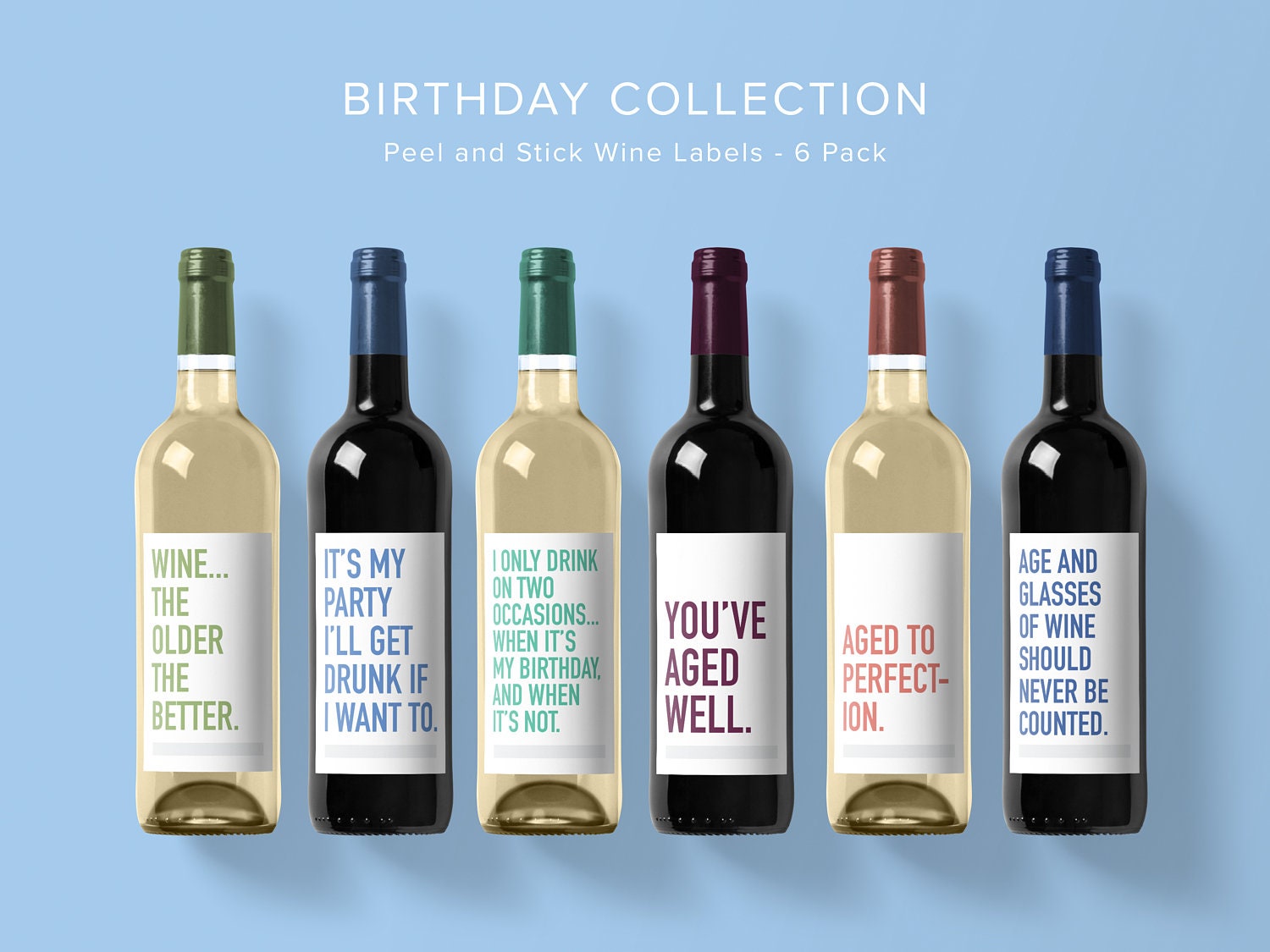 Geburtstag Wein Label Kollektion Wein Label 6Pack Lustige