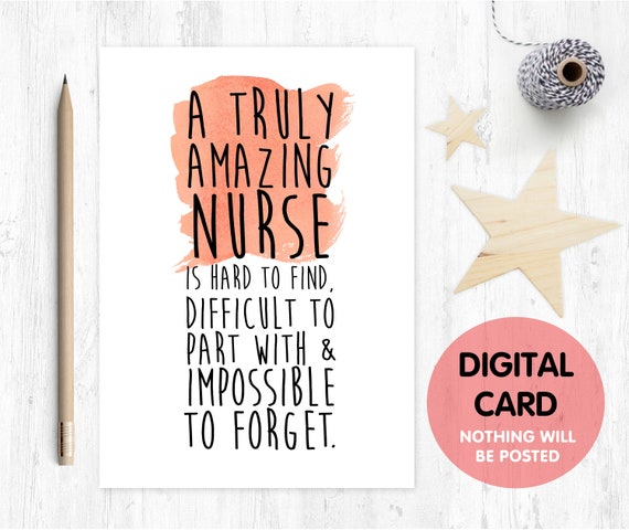 nurse card printable Nurse Gift An amazing nurse is hard to find nurse retirement card nurse appreciation digital download nurse quote