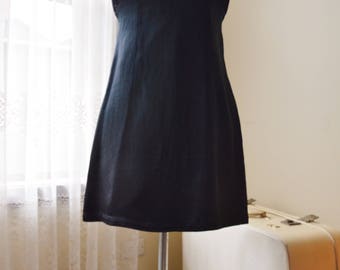 90s mini dress ~ vintage black strappy mini dress S 6 8