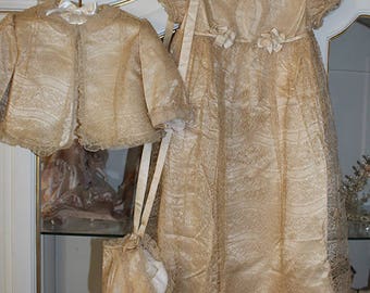 Gorgeous Antique Christening Baptism Ensemble Gown Debenham & Freebody ca.1910