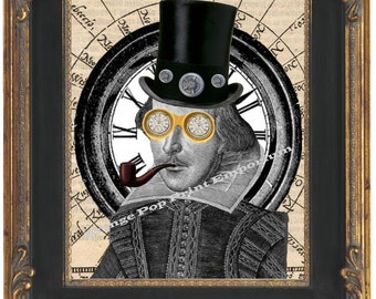 Steampunk William Shakespeare Art Print 8 x 10 - in Victorian Steampunk Gear