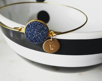 Personalized druzy bangle, modern pretty jewelry