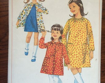 1960s Simplicity Girl's Dress and Smock Pattern #6599 Size 10, Breast 28" - NC - Vintage Simplicity / 60s Simplicity / 60s