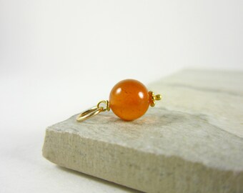 Add on Charms - Real Stone Jewelry Handmade - Bright Orange Carnelian Necklace Charm - Natural Gemstone Pendant - Orange Chalcedony - Sard