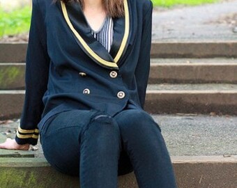 ON SALE Black military jacket with gold trim, size medium