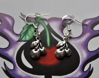 Rockabilly Cherry Earrings // Rockabilly Earrings // Pin Up Earrings // Cherries // Alternative Earrings