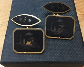 K24 Japanese Damascene Cufflinks