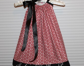 Boutique Girls' Sophisticated Red, Black and White Pillowcase Dress