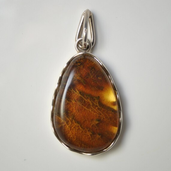 Sterling Silver Green Amber Pendant #9335