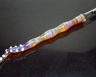 Purple lustre solid glass tentacle dip pen handformed glass calligraphy & drawing dip pen for interchangeable nibs