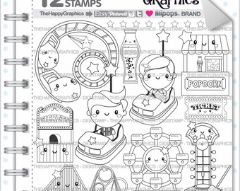 Amusement Park Stamp 80OFF COMMERCIAL USE Digi Digital Image Party Digistamp Coloring Page Graphic Printable Graphics