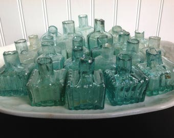 Antique English Victorian Ink Bottles Circa 1800's