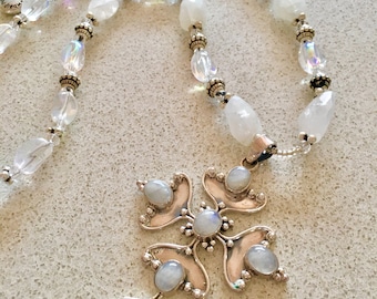 MOONSTONE RAINBOW DELIGHT 66.5cm long crystal necklace