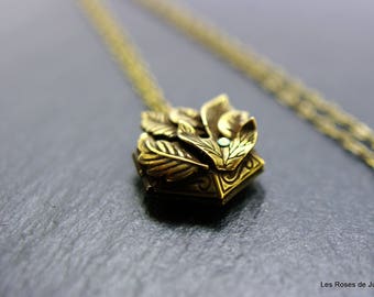 Pendant art deco locket pendant, long necklace