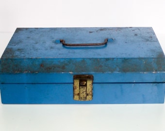 Vintage Industrial Metal Toolbox