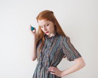 June, Japanese vintage dress, midnight blue, small - medium