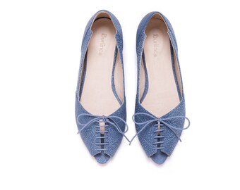Blue womens shoes, sanadals with laces, evening flat sandals, blue sandals, women blue sandals, blue flat sandals. Ziggy model.