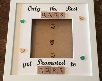 Best Dad Granddad Scrabble Art Photo Frame, Only The Best Dads Get Promoted To Grandad, Gifts for Him, Christmas Present, Fathers Day Gift